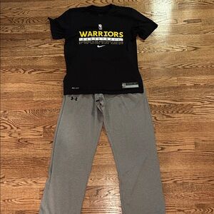 Nike Black Warriors T-Shirt with Gray Pants